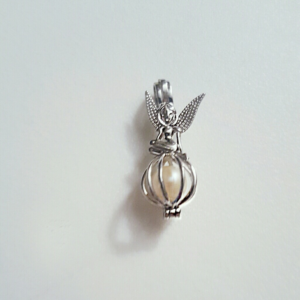 Tinkerbell fairy Pearl cage pendant